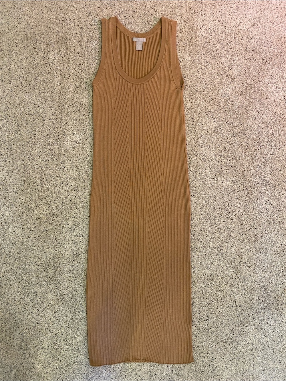 H&M Ribbed Sleeveless Maxi Dress in Camel Brown
